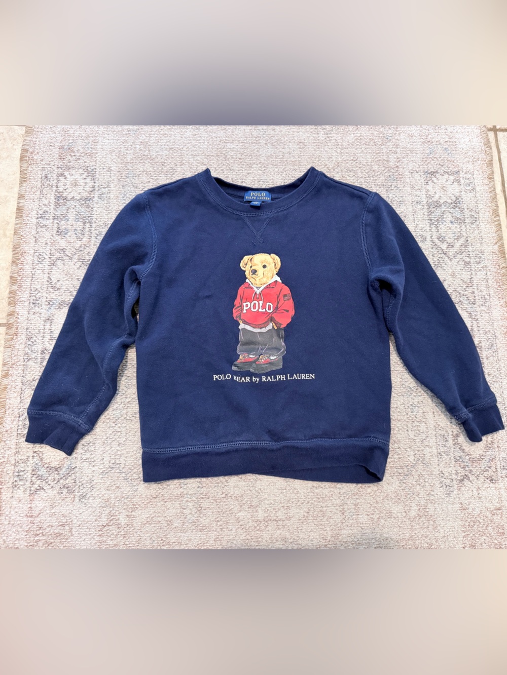 Polo Ralph Lauren Boys Size 7 Navy Polo Bear Crewneck Sweatshirt